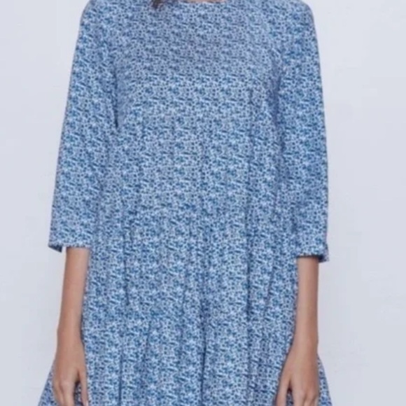 Zara Blue Floral Women's Dress - Picture 1 of 7